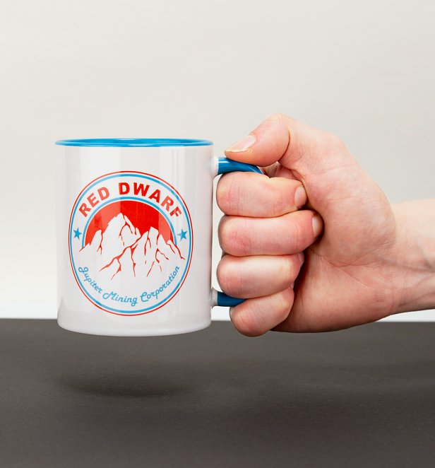 Red Dwarf Inspired Jupiter Mining Corporation Blue Handle Mug Red Dwarf Inspired Jupiter Mining Corporation Blue Handle Mug