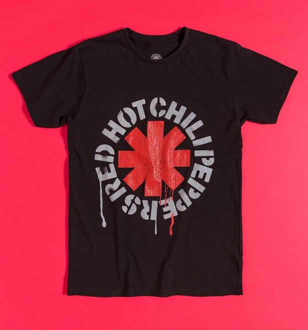 Red Hot Chili Peppers Stencil Logo Black T-Shirt