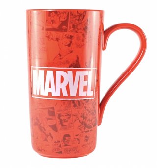 Red Marvel Comics Logo And Print Latte Mug Red Marvel Comics Logo And Print Latte Mug