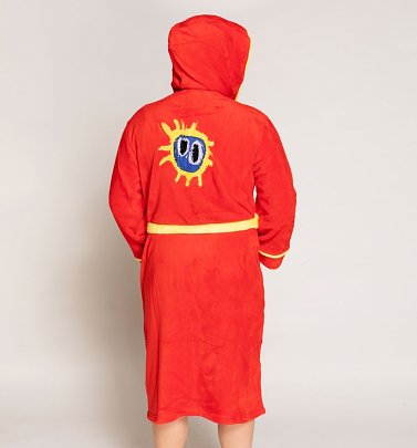 Red Primal Scream Screamadelica Hooded Bath Robe Red Primal Scream Screamadelica Hooded Bath Robe