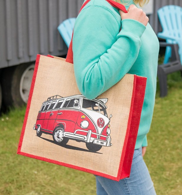 Red VW Camper Van Jute Bag Red VW Camper Van Jute Bag