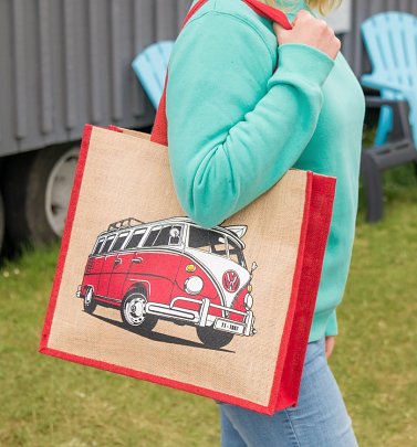 Red VW Camper Van Jute Bag Red VW Camper Van Jute Bag