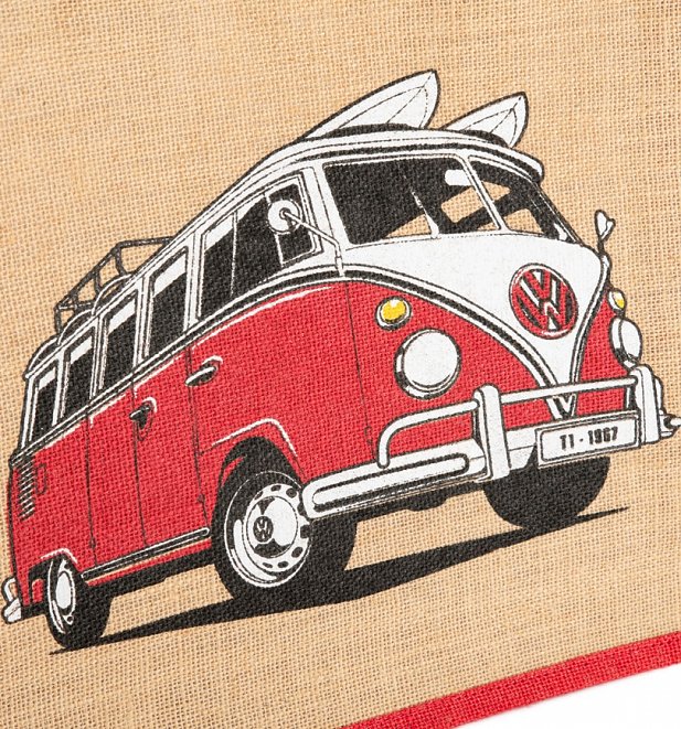 Red VW Camper Van Jute Bag