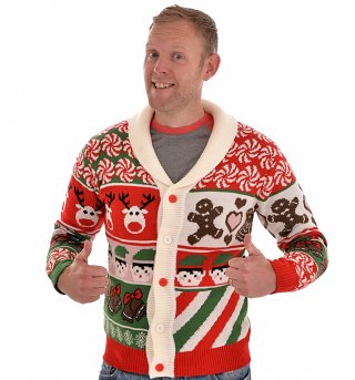 Retro Elfy Christmas Knitted Cardigan from Cheesy Christmas Jumpers Retro Elfy Christmas Knitted Cardigan from Cheesy Christmas Jumpers