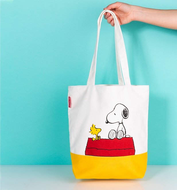 Retro Peanuts Snoopy and Woodstock Canvas Tote Bag