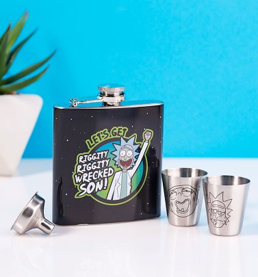 Rick And Morty Hip Flask Gift Set Rick And Morty Hip Flask Gift Set