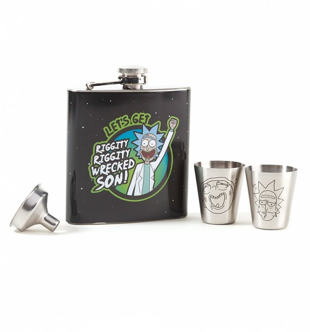 Rick And Morty Hip Flask Gift Set Rick And Morty Hip Flask Gift Set