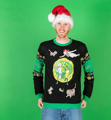 Rick And Morty Portal Knitted Christmas Jumper with Pin Badge Rick And Morty Portal Knitted Christmas Jumper with Pin Badge