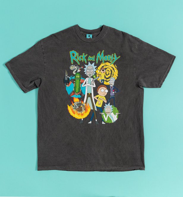 Rick And Morty Vintage Wash Charcoal T-Shirt