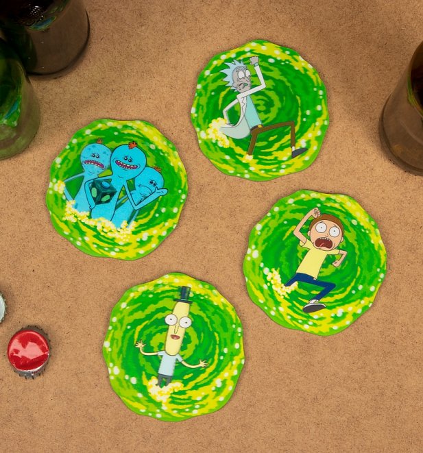 Rick and Morty 3D Set of Four Lenticular Coasters