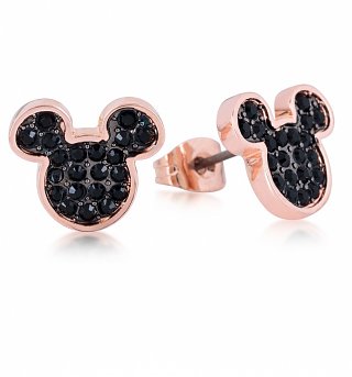 Rose Gold Plated Mickey Mouse Black Crystal Stud Earrings from Disney by Couture Kingdom Rose Gold Plated Mickey Mouse Black Crystal Stud Earrings from Disney by Couture Kingdom