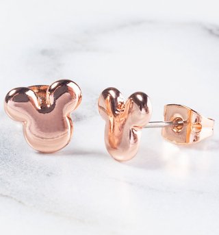 Rose Gold Plated Mickey Mouse Silhouette Stud Earrings from Disney Couture Rose Gold Plated Mickey Mouse Silhouette Stud Earrings from Disney Couture