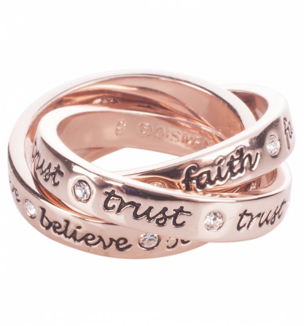 Rose Gold Plated Three Piece Tinker Bell Interlocking Rings from Disney Couture Rose Gold Plated Three Piece Tinker Bell Interlocking Rings from Disney Couture