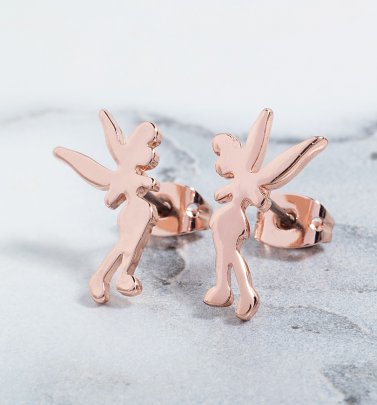 Rose Gold Plated Tinker Bell Silhouette Stud Earrings Rose Gold Plated Tinker Bell Silhouette Stud Earrings