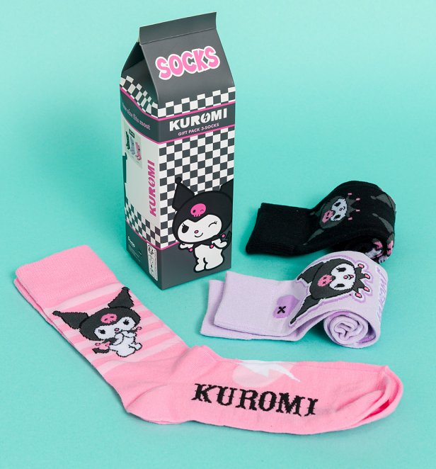 Sanrio Kuromi Set Of 3 Socks Sanrio Kuromi Set Of 3 Socks