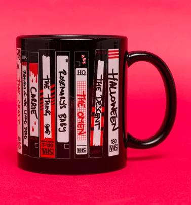 Scary Horror Movies Video Tapes Black Mug