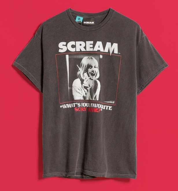 Scream What's Your Favourite Scary Movie Vintage Wash Charcoal T-Shirt Scream What's Your Favourite Scary Movie Vintage Wash Charcoal T-Shirt