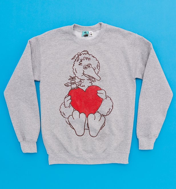 Sesame Street Big Bird's Big Heart Sport Grey Sweater