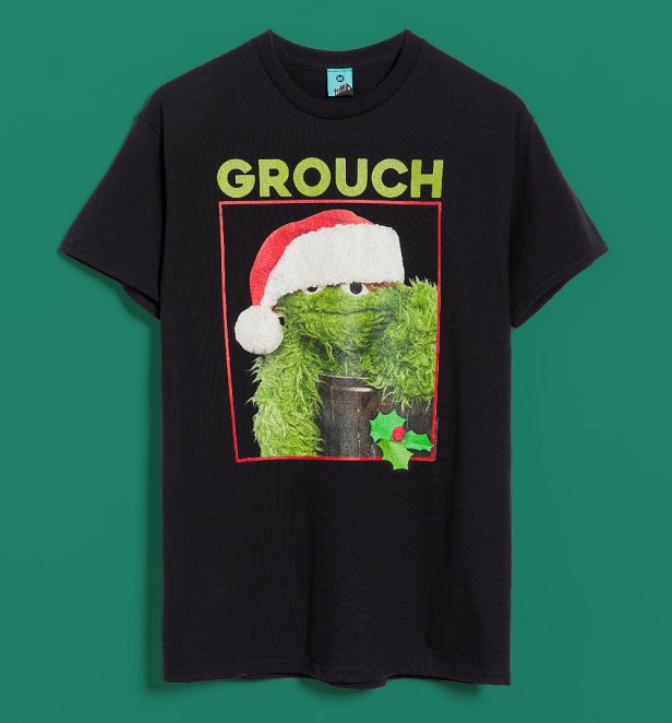 Sesame Street Oscar The Christmas Grouch Black T-Shirt Sesame Street Oscar The Christmas Grouch Black T-Shirt