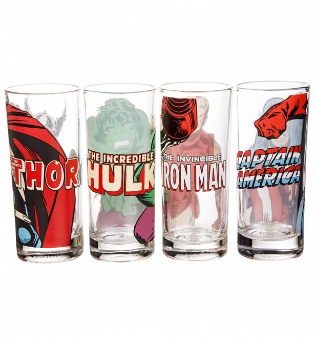 Set Of Four Marvel Characters Glasses