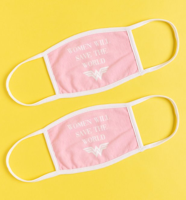 Set of Two Wonder Woman Women Will Save The World Face Masks Set of Two Wonder Woman Women Will Save The World Face Masks