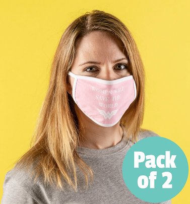 Set of Two Wonder Woman Women Will Save The World Face Masks Set of Two Wonder Woman Women Will Save The World Face Masks