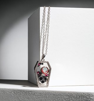Silver Plated Disney Nightmare Before Christmas Coffin Necklace Silver Plated Disney Nightmare Before Christmas Coffin Necklace