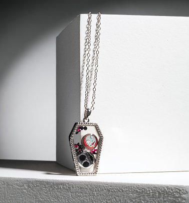 Silver Plated Disney Nightmare Before Christmas Coffin Necklace Silver Plated Disney Nightmare Before Christmas Coffin Necklace