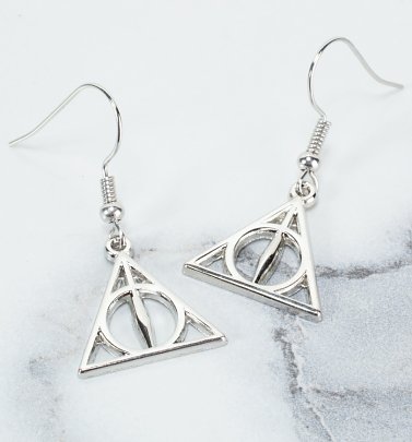 Silver Plated Harry Potter Deathly Hallows Drop Earrings Silver Plated Harry Potter Deathly Hallows Drop Earrings