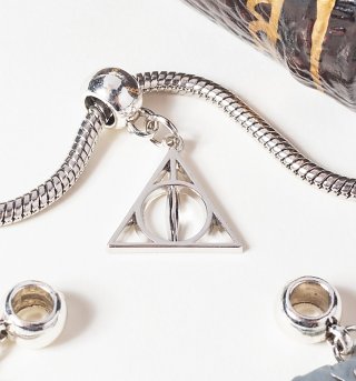 Silver Plated Harry Potter Deathly Hallows Slider Charm Silver Plated Harry Potter Deathly Hallows Slider Charm