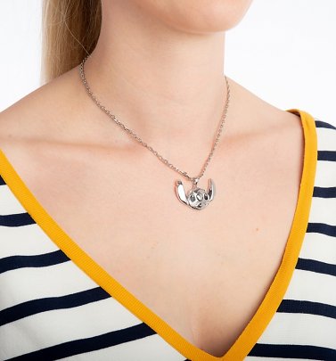 White Gold Plated Lilo and Stitch Necklace