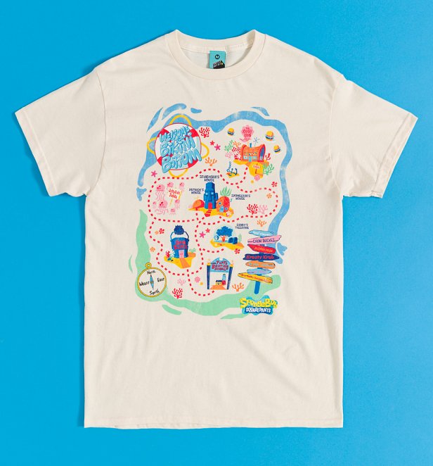 SpongeBob SquarePants Bikini Bottom Map Natural T-Shirt SpongeBob SquarePants Bikini Bottom Map Natural T-Shirt