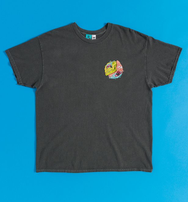 SpongeBob SquarePants Gruesome Gang Vintage Wash Charcoal T-Shirt with Back Print SpongeBob SquarePants Gruesome Gang Vintage Wash Charcoal T-Shirt with Back Print