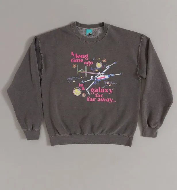 Star Wars A Long Time Ago In A Galaxy Far Far Away Vintage Wash Charcoal Sweater