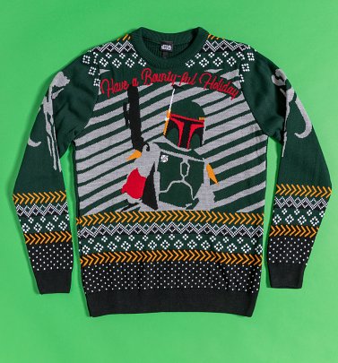 Star Wars Boba Fett Fairisle Knitted Christmas Jumper Star Wars Boba Fett Fairisle Knitted Christmas Jumper