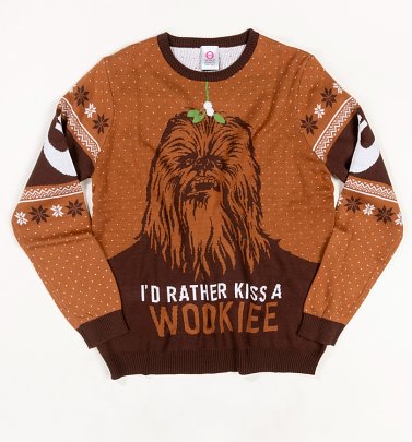 Star Wars Kiss A Wookiee Knitted Christmas Jumper Star Wars Kiss A Wookiee Knitted Christmas Jumper