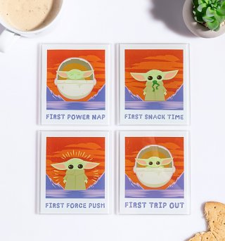Star Wars Mandalorian The Child Polaroid Coaster Set from Funko Star Wars Mandalorian The Child Polaroid Coaster Set from Funko