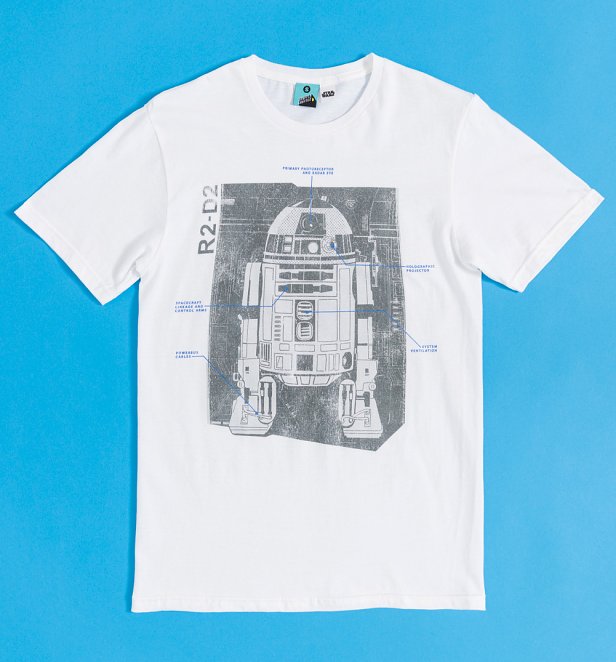 Star Wars R2-D2 Blueprint White T-Shirt Star Wars R2-D2 Blueprint White T-Shirt
