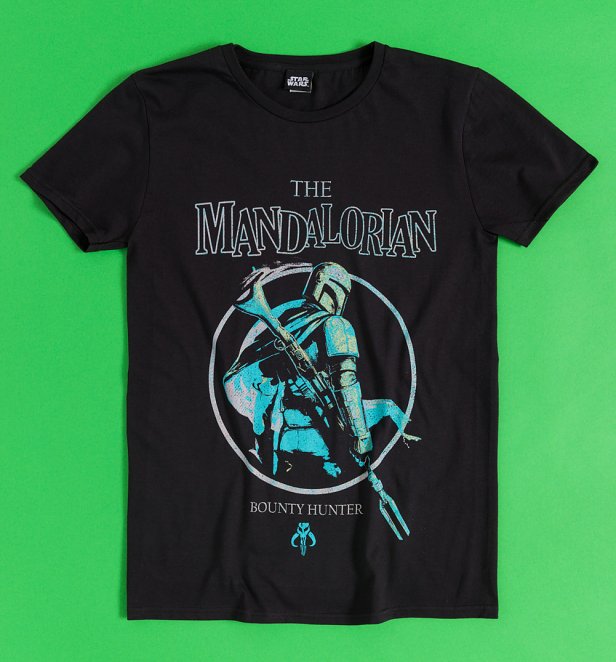 Star Wars The Mandalorian Retro Circle Black T-Shirt