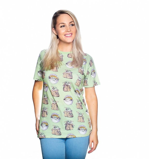 Star Wars The Mandalorian The Child All Over Print T-Shirt from Cakeworthy Star Wars The Mandalorian The Child All Over Print T-Shirt from Cakeworthy