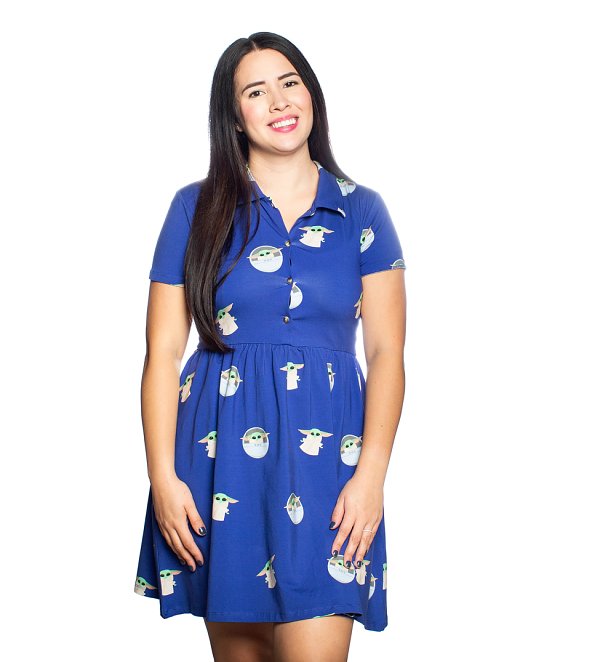 Star Wars The Mandalorian The Child Button Up Dress from Cakeworthy Star Wars The Mandalorian The Child Button Up Dress from Cakeworthy