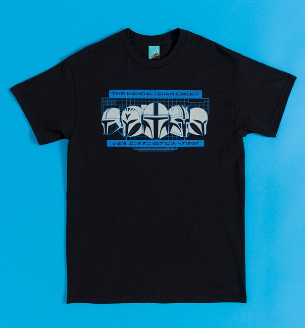 Star Wars The Mandolorian Blueprint Black T-Shirt With Back Print