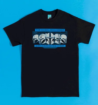 Star Wars The Mandalorian Blueprint Black T-Shirt With Back Print