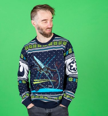 Star Wars X-Wing Battle Of Yavin Knitted Christmas Jumper Star Wars X-Wing Battle Of Yavin Knitted Christmas Jumper