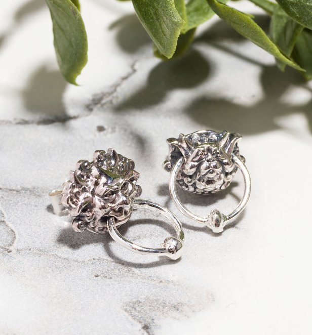 Sterling Silver Labyrinth Door Knocker Stud Earrings