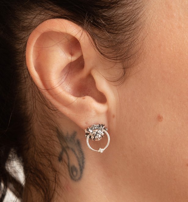 Sterling Silver Labyrinth Door Knocker Stud Earrings