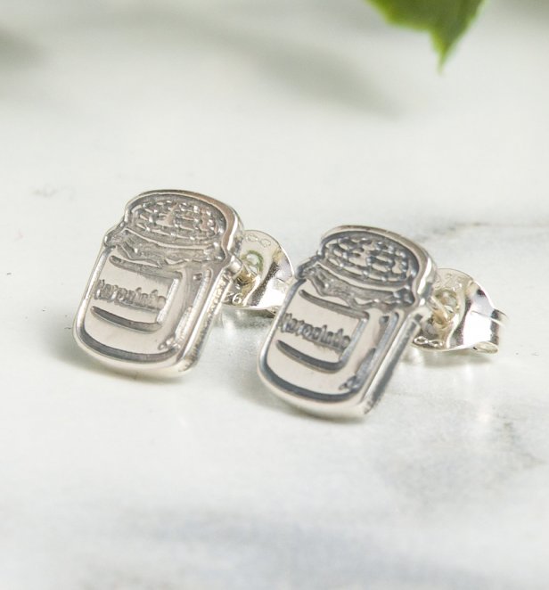 Sterling Silver Paddington Marmalade Jar Stud Earrings Sterling Silver Paddington Marmalade Jar Stud Earrings