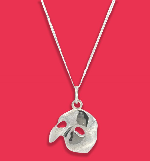 Sterling Silver Phantom of the Opera Mask Charm Necklace