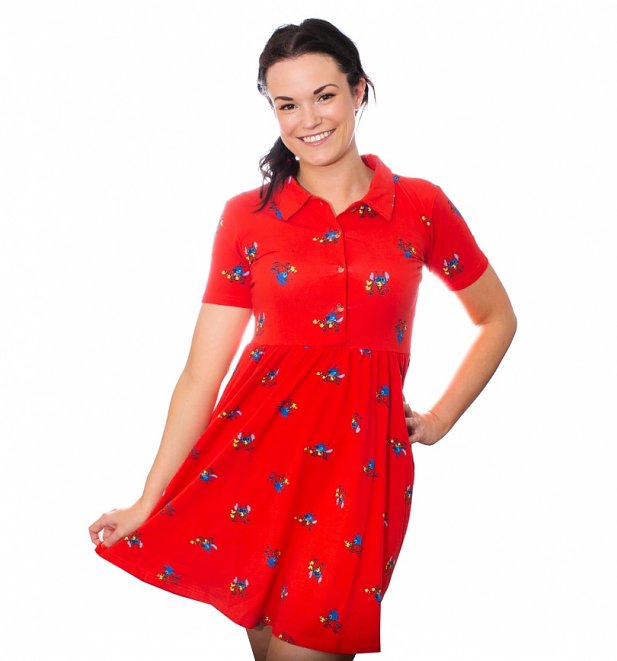 Stitch Laser All Over Print Button Up Dress from Cakeworthy