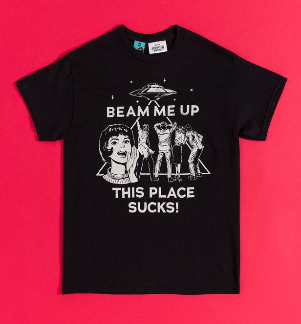 Stranger Things Beam Me Up Black T-Shirt